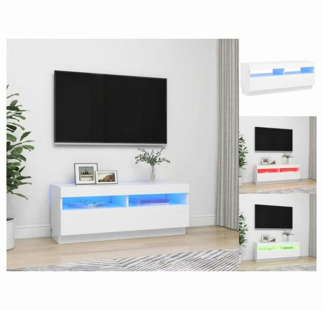 vidaXL TV-Schrank TV-Schrank mit LED-Leuchten Weiß 100x35x40 cm Lowboard günstig online kaufen