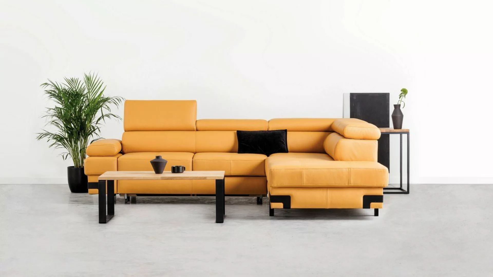 Sofa Dreams Ecksofa Chemnitz L Form Büffelleder orange, mit Bettfunktion, m günstig online kaufen