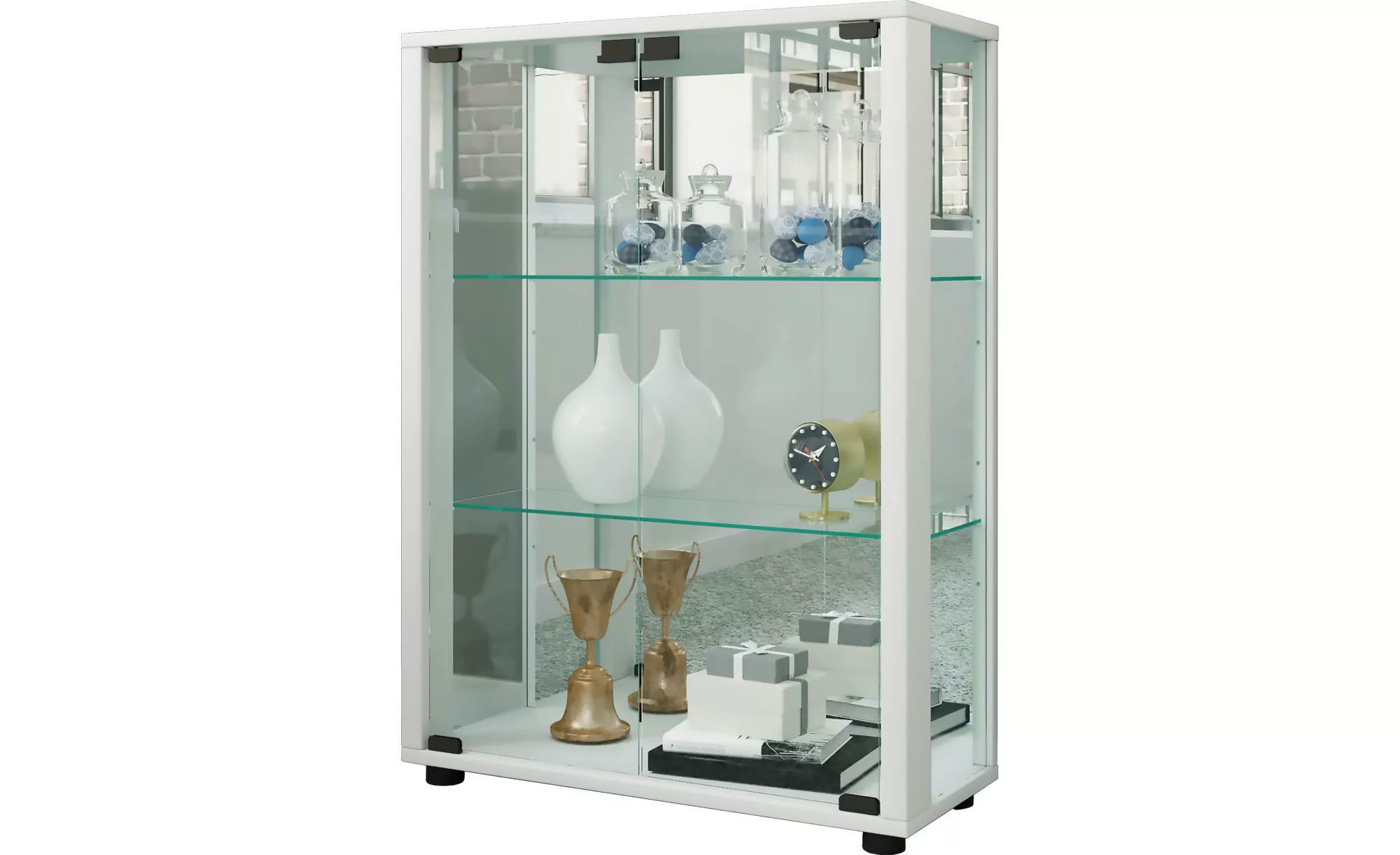 VCM Holz Glas Vitrine Sammel Glasvitrine Schaukasten Standvitrine Sintalo S günstig online kaufen