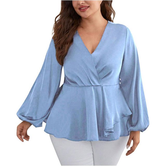 Zoclack Blusentop Damen Top mit V-Ausschnitt und Puffärmel Bluse mit Modisc günstig online kaufen