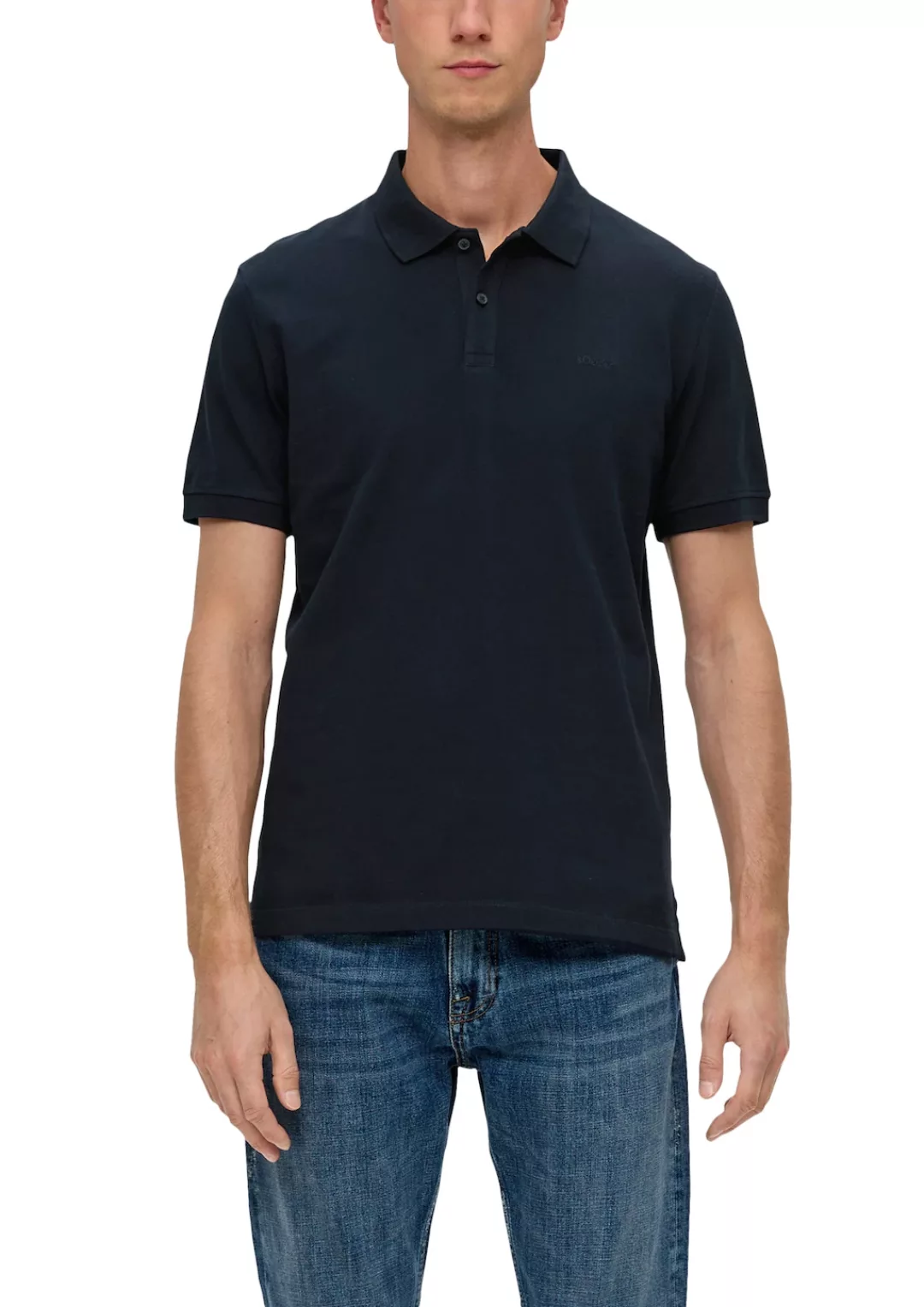 s.Oliver Kurzarmshirt Poloshirt aus Baumwollpiqué Logo günstig online kaufen