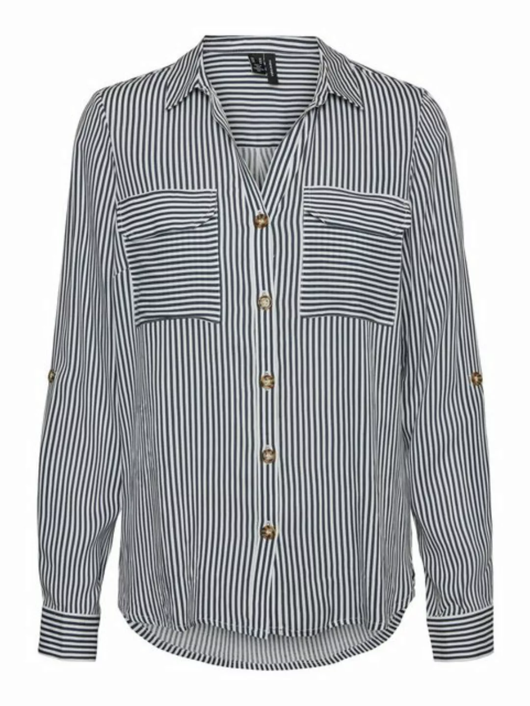 Vero Moda Blusenshirt Legeres Blusen Hemd mit Brusttaschen Krempelärmel VMB günstig online kaufen