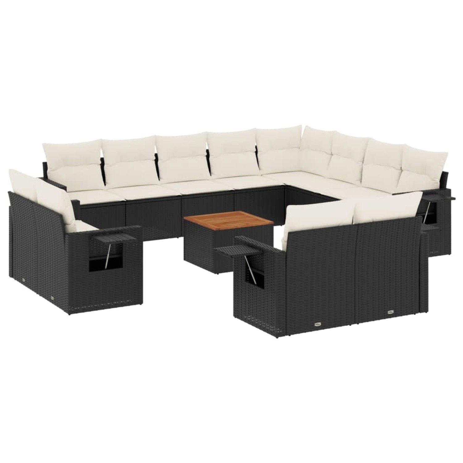 vidaXL 13-Tlg Garten-Sofagarnitur mit Kissen Schwarz Poly Rattan 3257162 günstig online kaufen