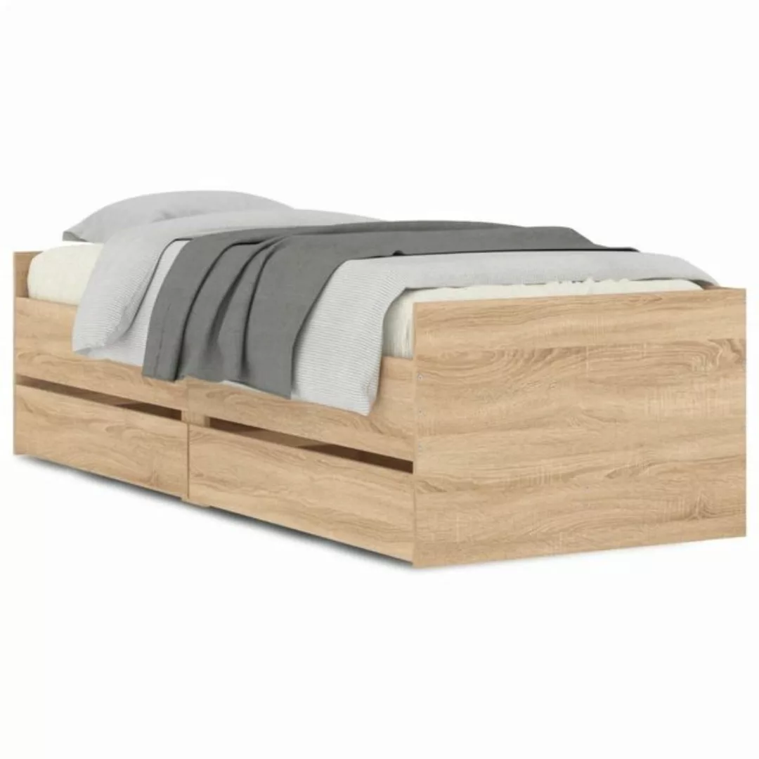 vidaXL Bettgestell Bett mit Schubladen Sonoma-Eiche 75x190 cm Bett Bettgest günstig online kaufen