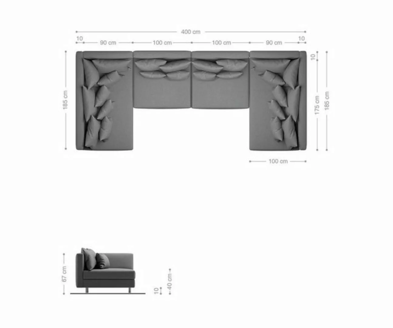 DELIFE Wohnlandschaft Clovis, XL Weiss Hellgrau Wohnlandschaft Modulsofa günstig online kaufen