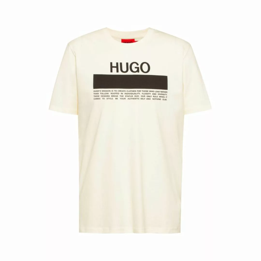 HUGO Herren T-Shirt - Daitai, Rundhals, Kurzarm, Logo-Print, Baumwolle Natu günstig online kaufen