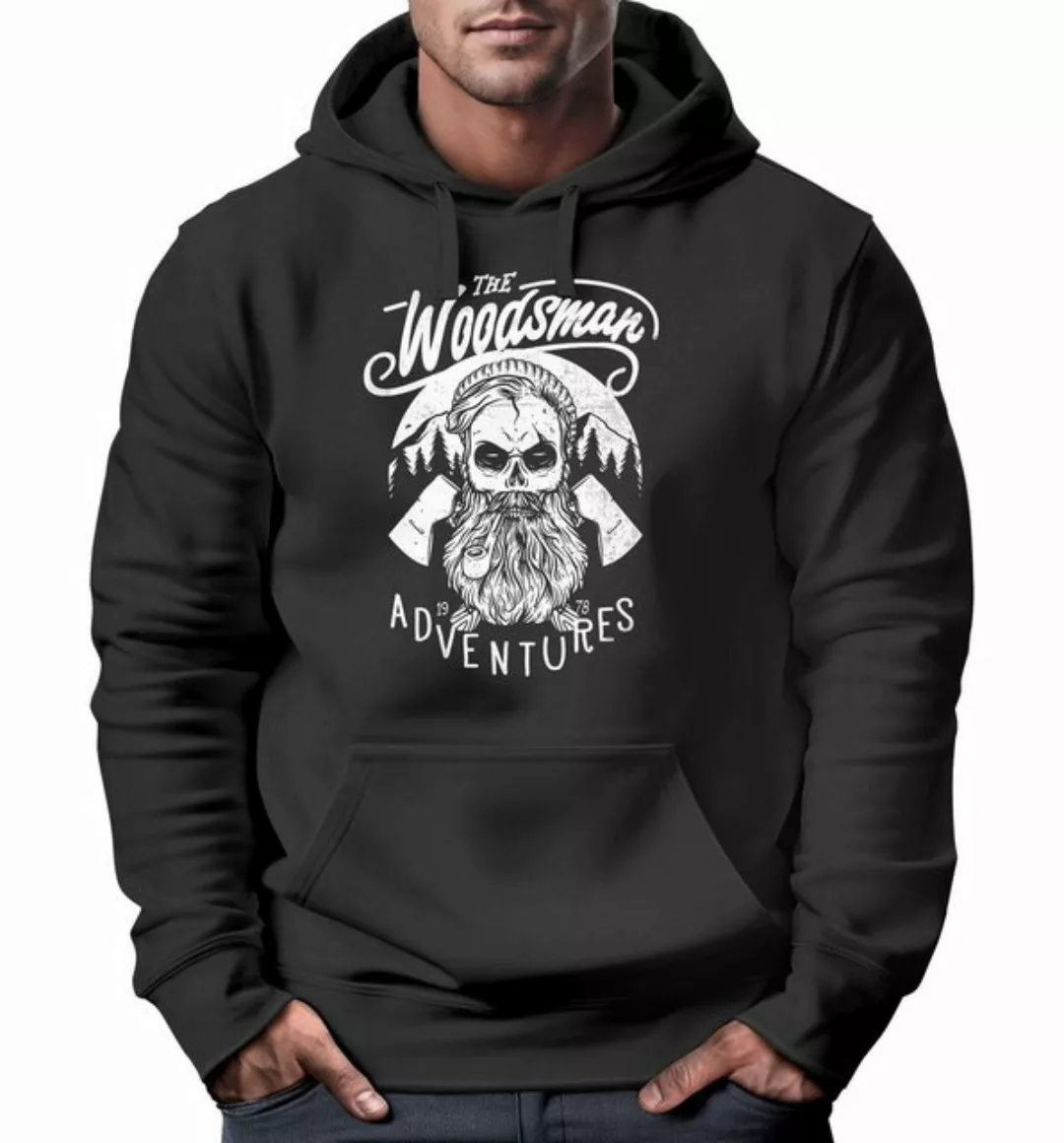 Neverless Hoodie Cooler Herren Kapuzen-Pullover Lumberjack Hipster Bart Tot günstig online kaufen