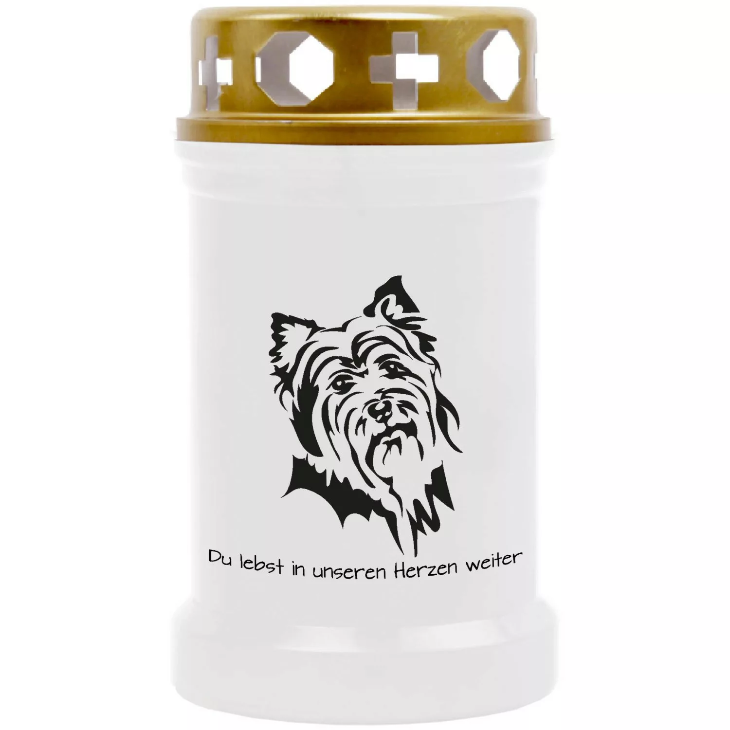 HS Candle Grabkerze Weiß 40h Inkl. Deckel Gold Terrier günstig online kaufen