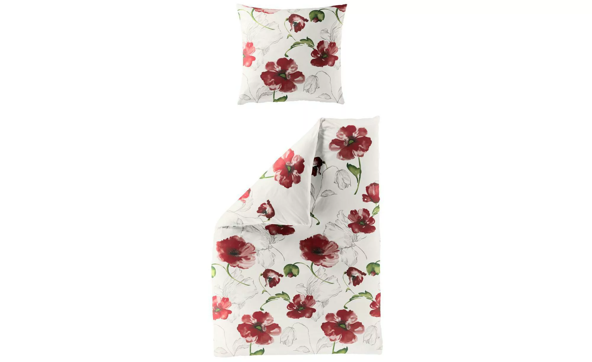 BIERBAUM Bettwäsche »Red Flowers«, (2 tlg.), Seersucker, 100 % Baumwolle, m günstig online kaufen