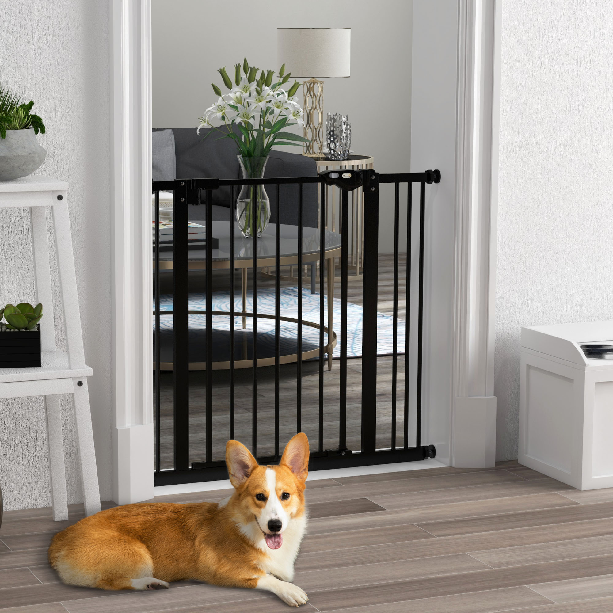 PawHut Türschutzgitter Hunde, Absperrgitter, 74-87 cm, Treppenschutzgitter günstig online kaufen
