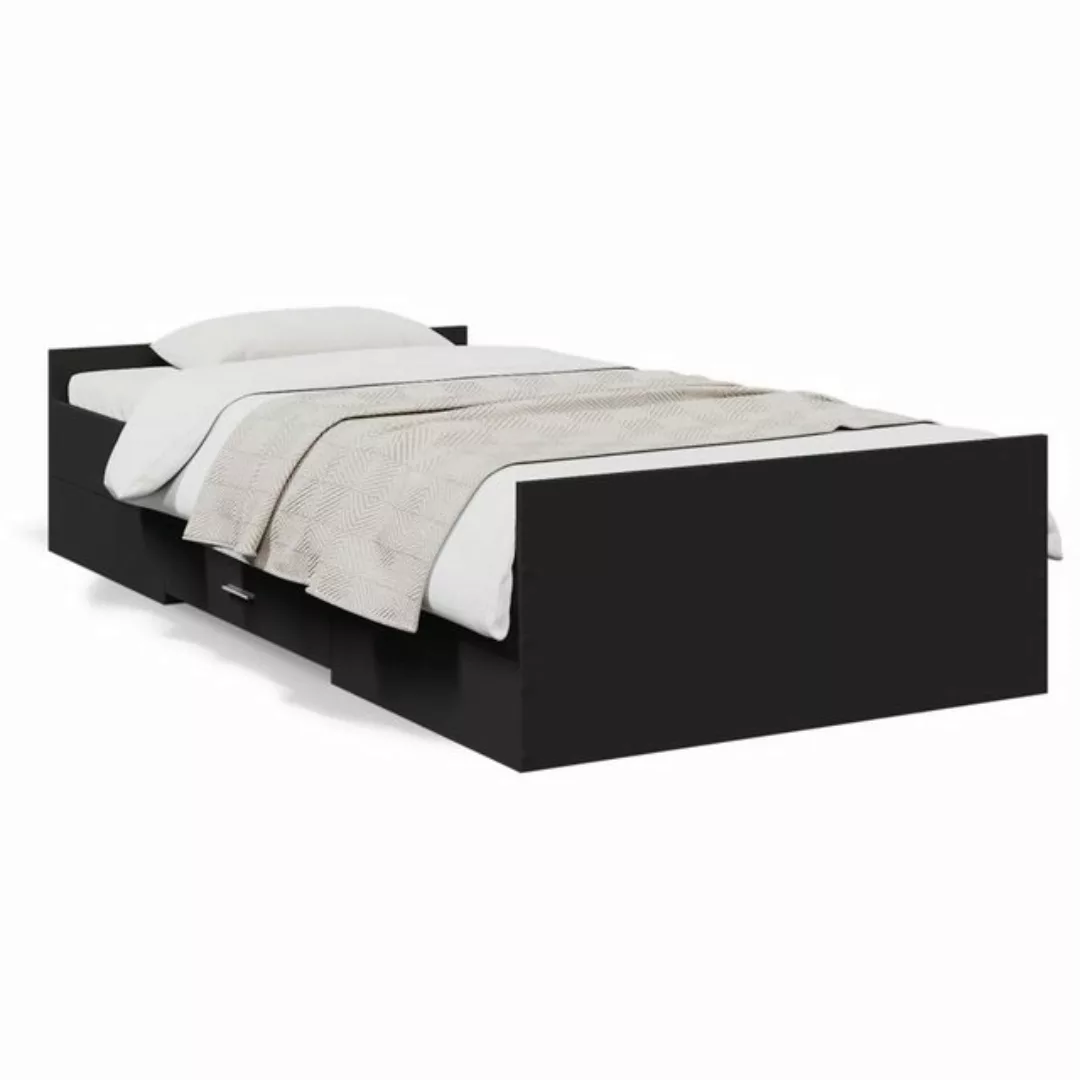 vidaXL Bett Bettgestell mit Schubladen Schwarz 75x190 cm Holzwerkstoff günstig online kaufen