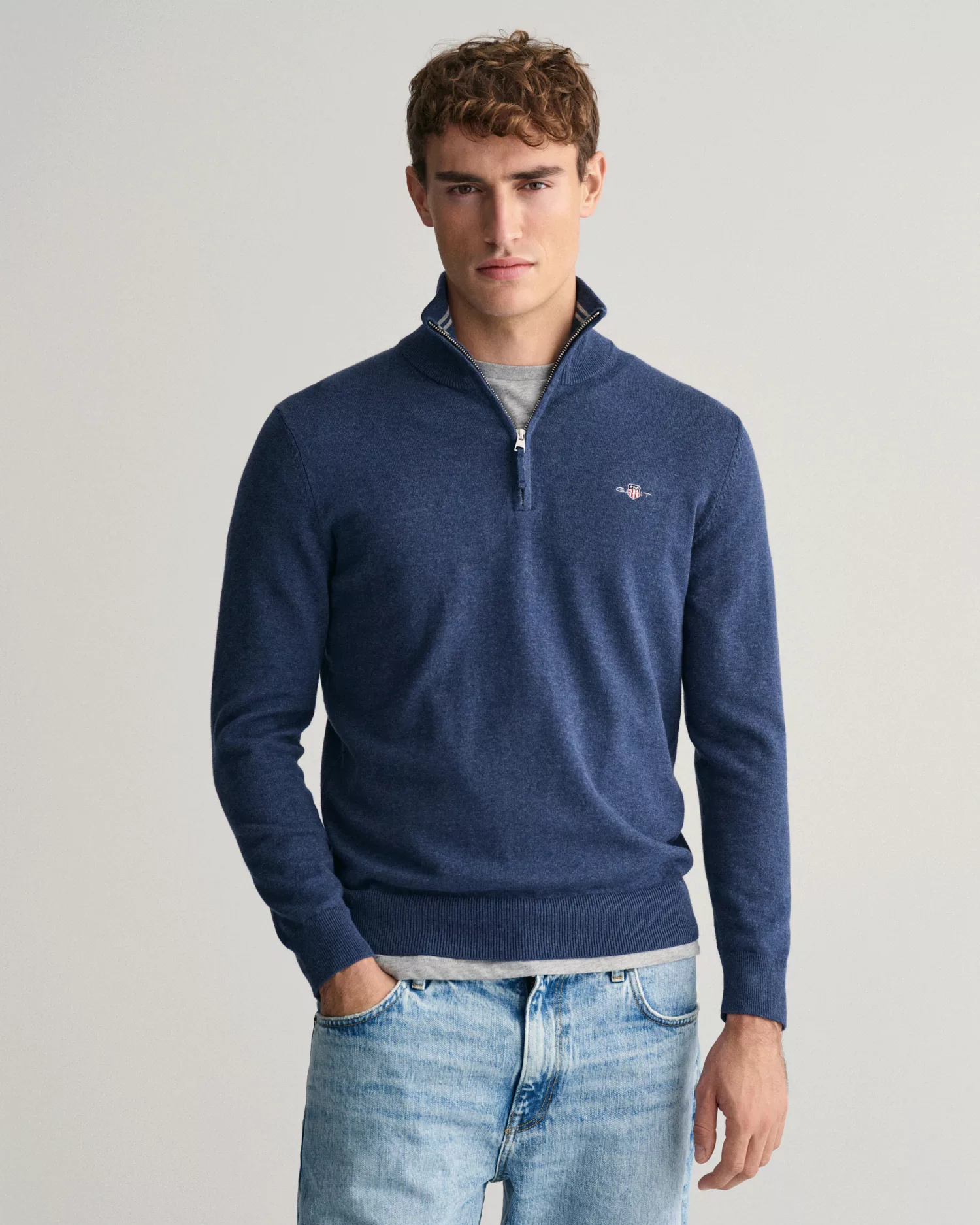 Gant Troyer CLASSIC COTTON HALF ZIP mit gerippten Details günstig online kaufen