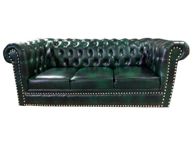 JVmoebel Sofa, Chesterfield Sofa Dreisitzer Echtleder Couch Grün Ledersofa günstig online kaufen