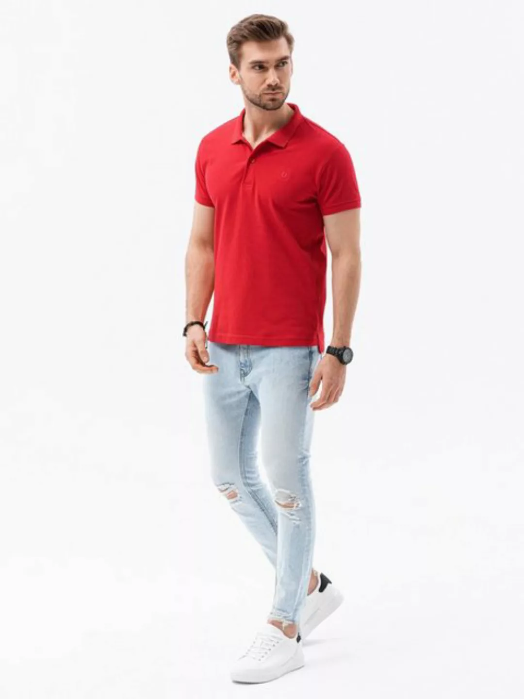 OMBRE Poloshirt Ombre Herren-Pique-Strick-Poloshirt - rot V22 S1374 S günstig online kaufen