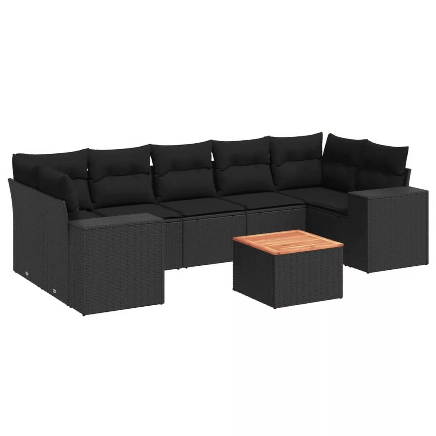 vidaXL 8-tlg Garten-Sofagarnitur mit Kissen Schwarz Poly Rattan Modell 90 günstig online kaufen