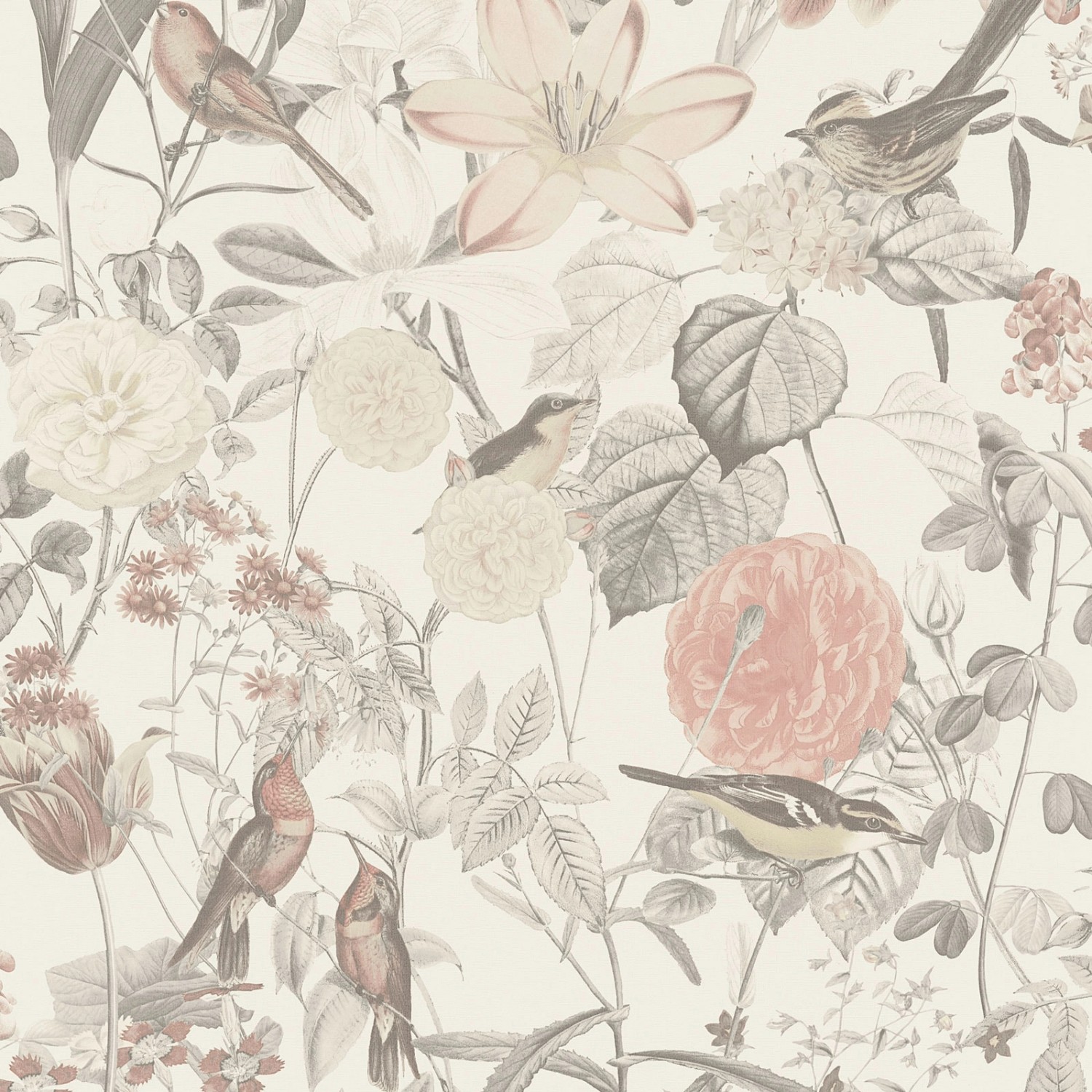 Bricoflor Englische Tapete mit Vögel Muster Rot Gelb Creme Vintage Blumenta günstig online kaufen