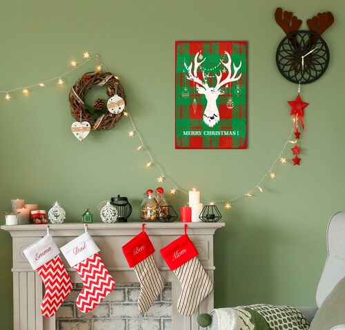 queence Metallbild "Merry Christmas Reindeer", (1 St.), Stahlschilder günstig online kaufen