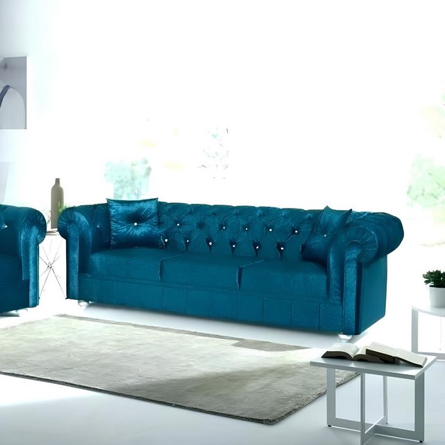 Xlmoebel Sofa Dreisitzer Designer-Sofa aus Samtstoff in Blau der Marke Ches günstig online kaufen