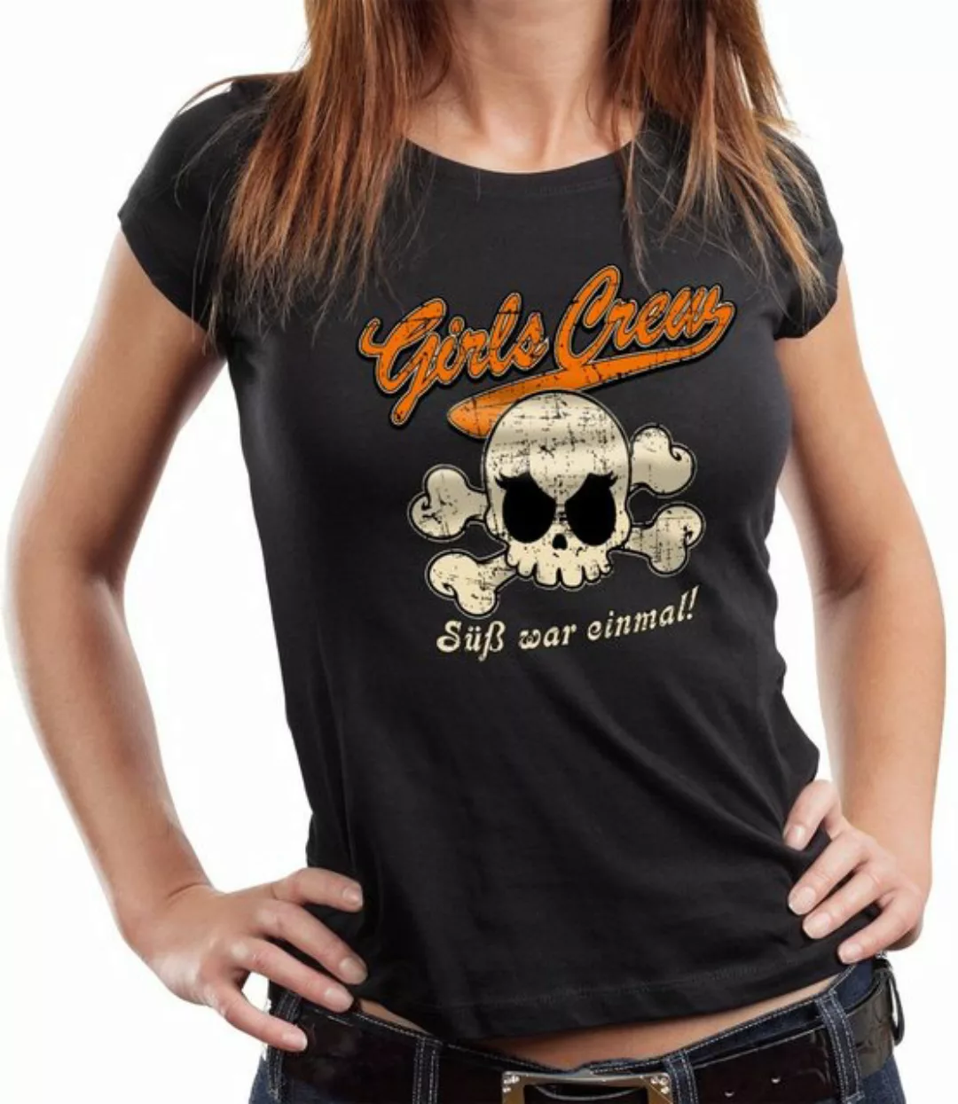 GASOLINE BANDIT® T-Shirt Damen Lady Biker Shirt: Girls Crew - süß war einma günstig online kaufen