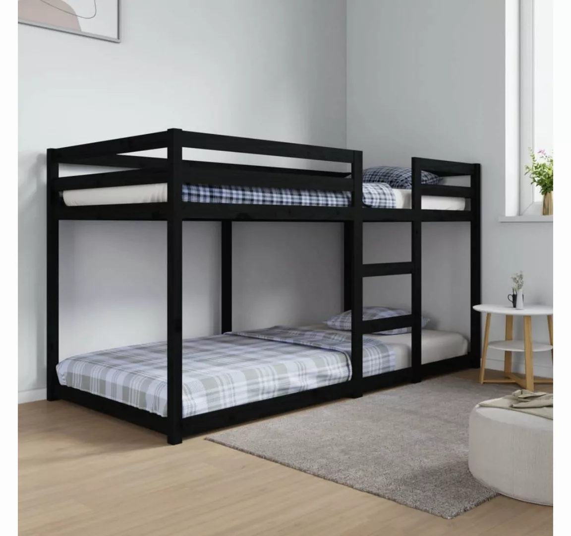 furnicato Bett Etagenbett Schwarz 90x200 cm Massivholz Kiefer günstig online kaufen