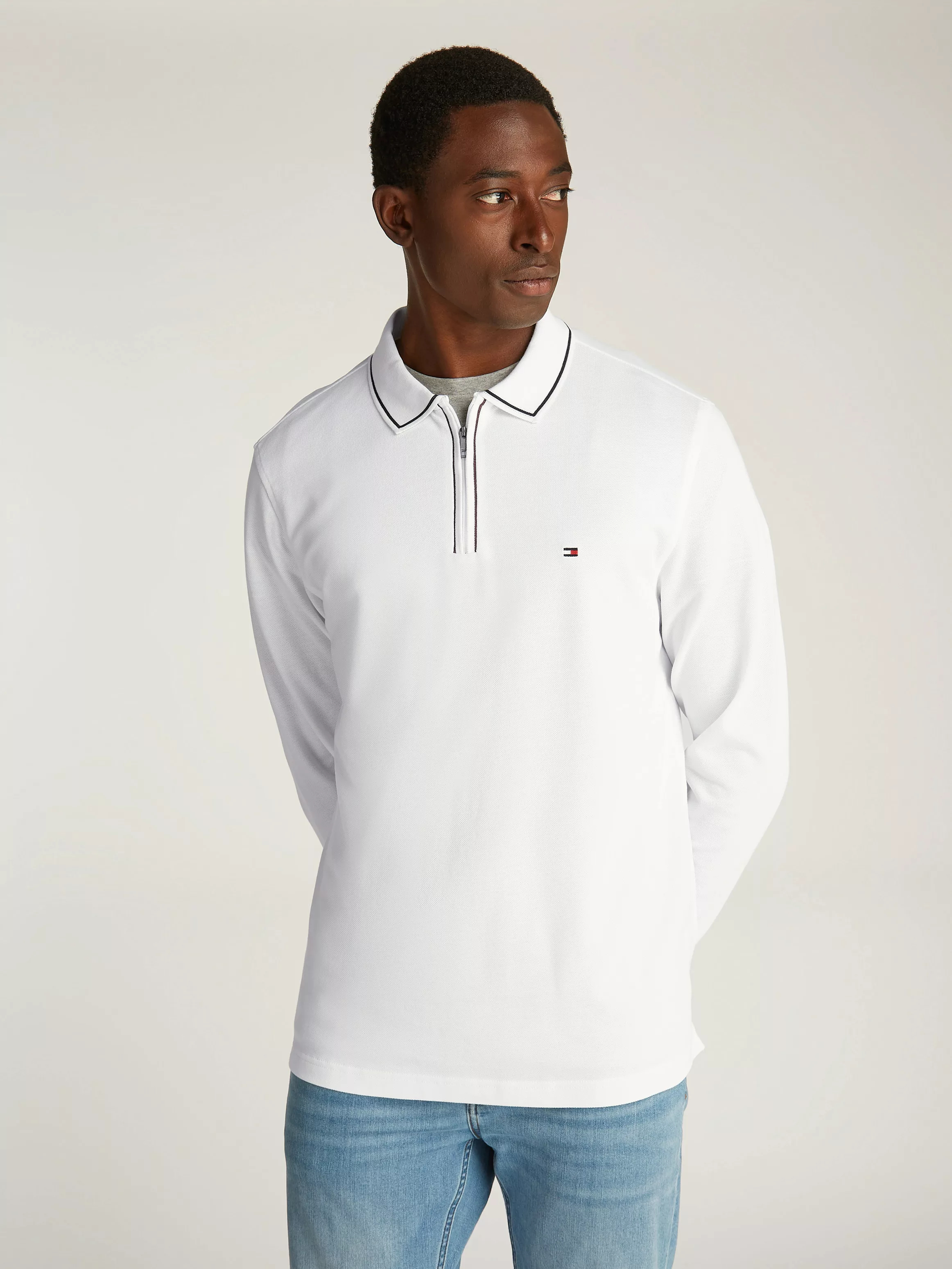 Tommy Hilfiger Langarm-Poloshirt "LS ZIP RWB DETAIL REG POLO" günstig online kaufen