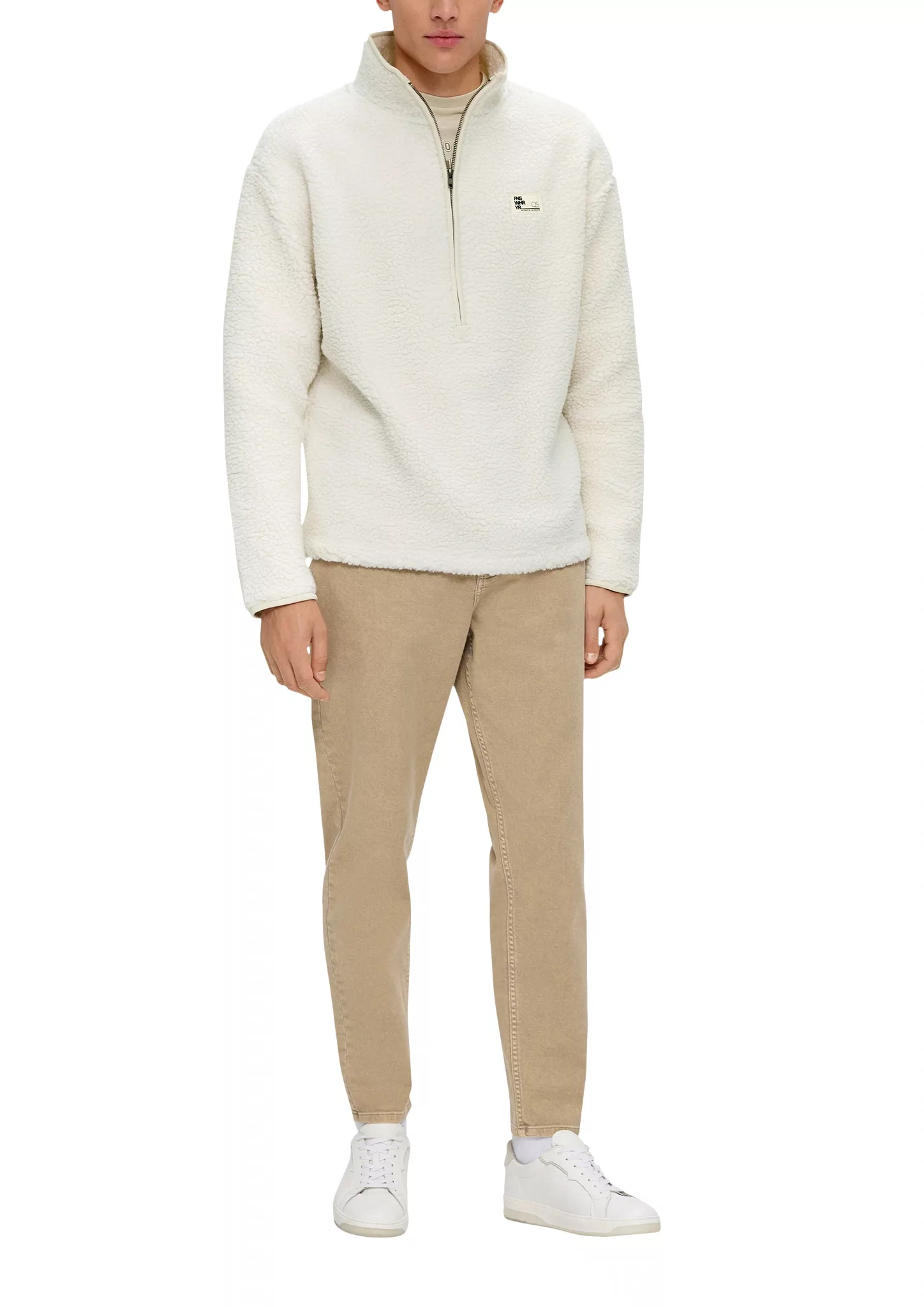 QS Sweatshirt Sweatshirt aus Teddy Label-Patch günstig online kaufen