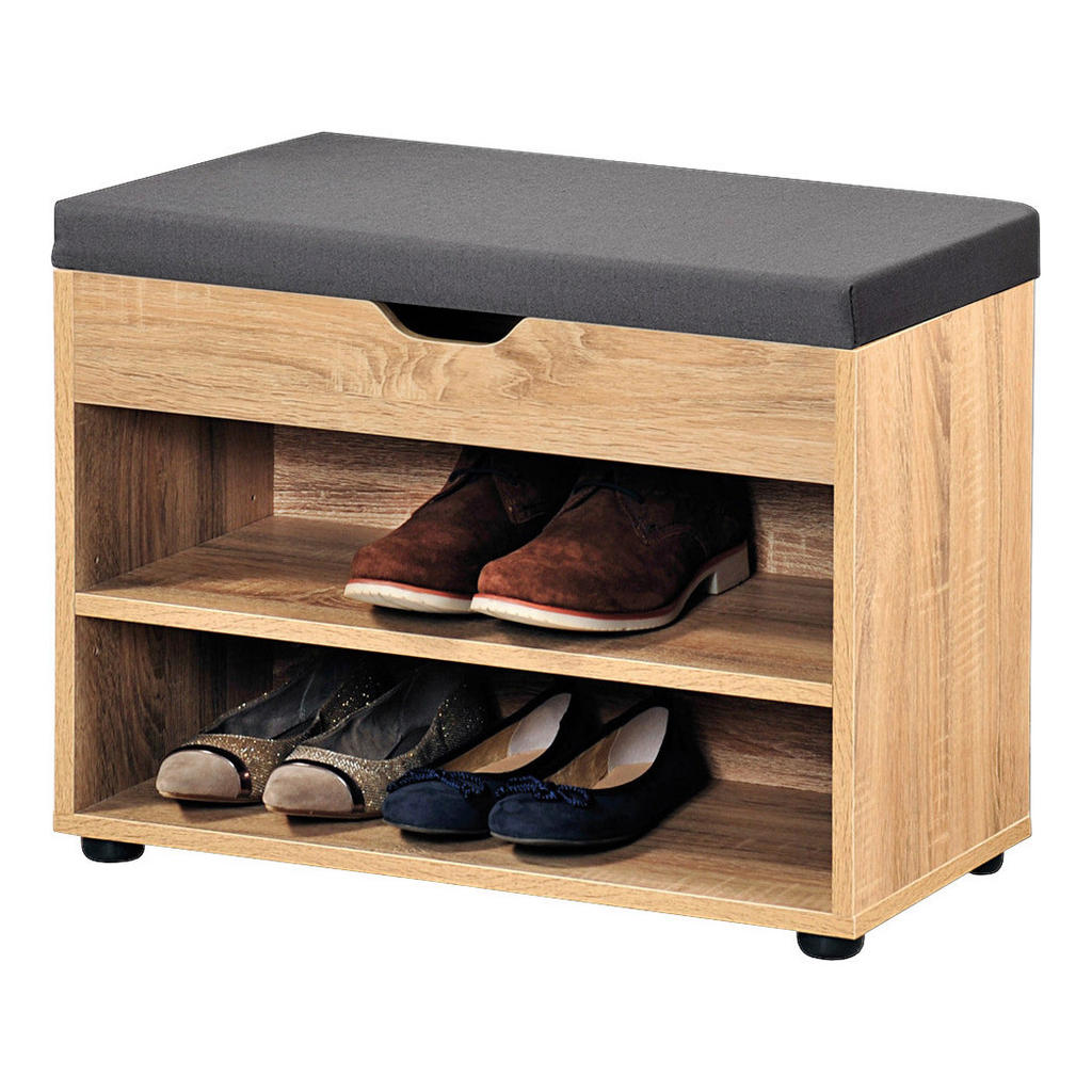 Kesper Schuhschrank mit Sitzkissen Eiche Spanplatte B/H/L: ca. 30x45x60 cm günstig online kaufen