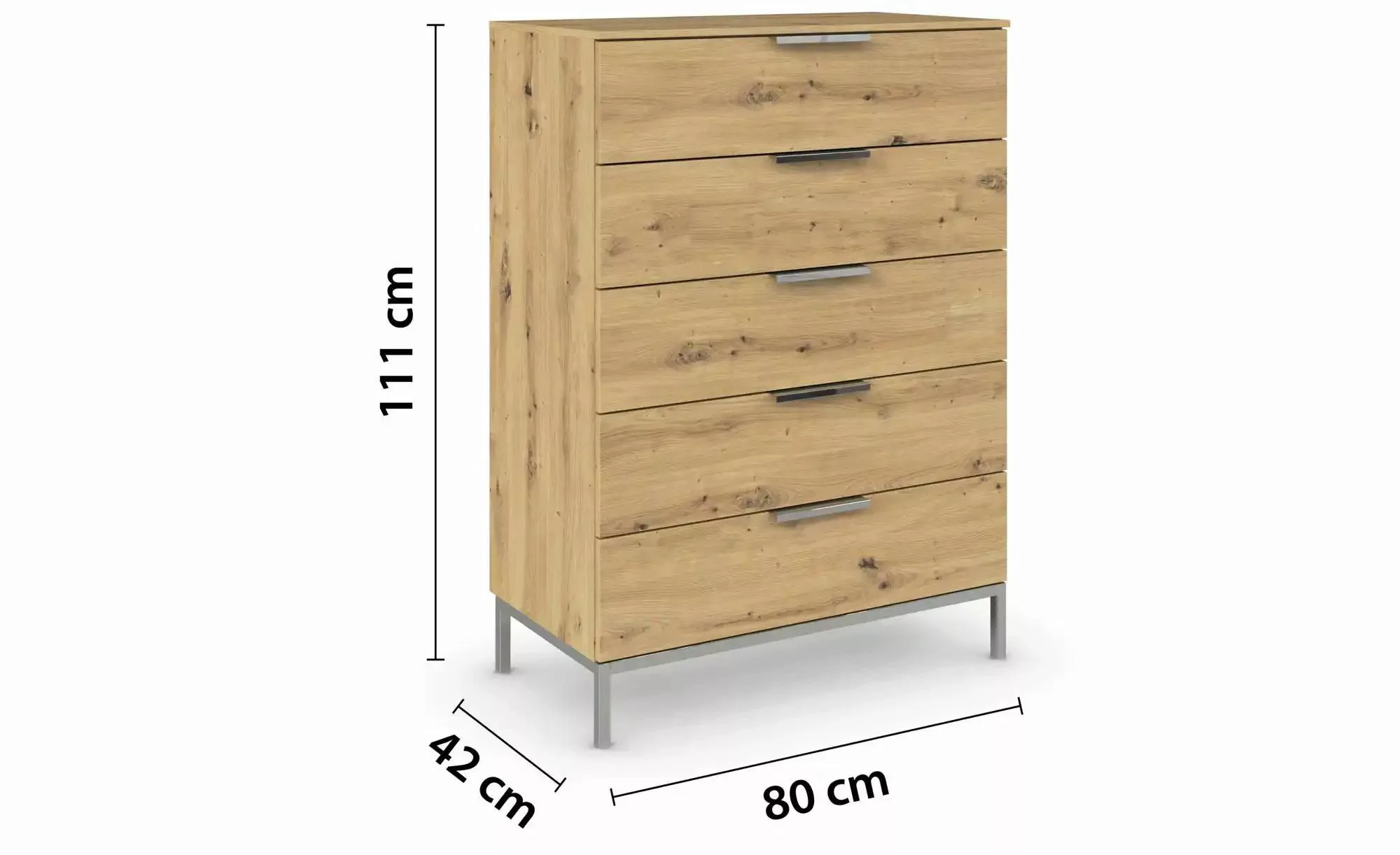 Kommode ¦ holzfarben ¦ Maße (cm): B: 80 H: 111 Kommoden & Sideboards > Komm günstig online kaufen