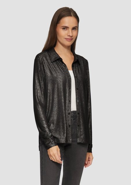 s.Oliver Langarmshirt Hemdbluse mit Knopfleiste und Metallic-Effekt günstig online kaufen