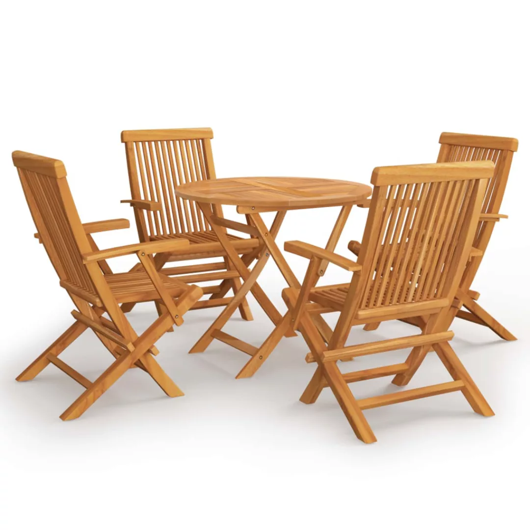 5-tlg. Garten-essgruppe Massivholz Teak günstig online kaufen