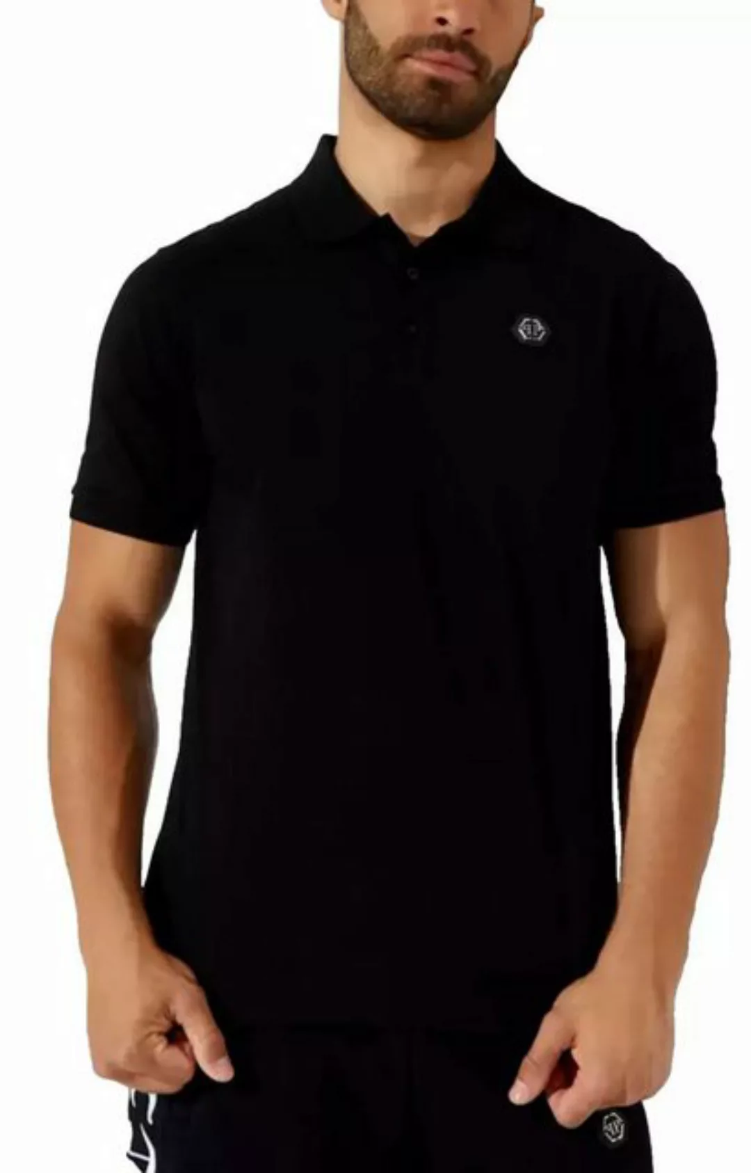 PHILIPP PLEIN Poloshirt Polohemd mit PP Hexagon Patch und Skull&Bones Logo günstig online kaufen