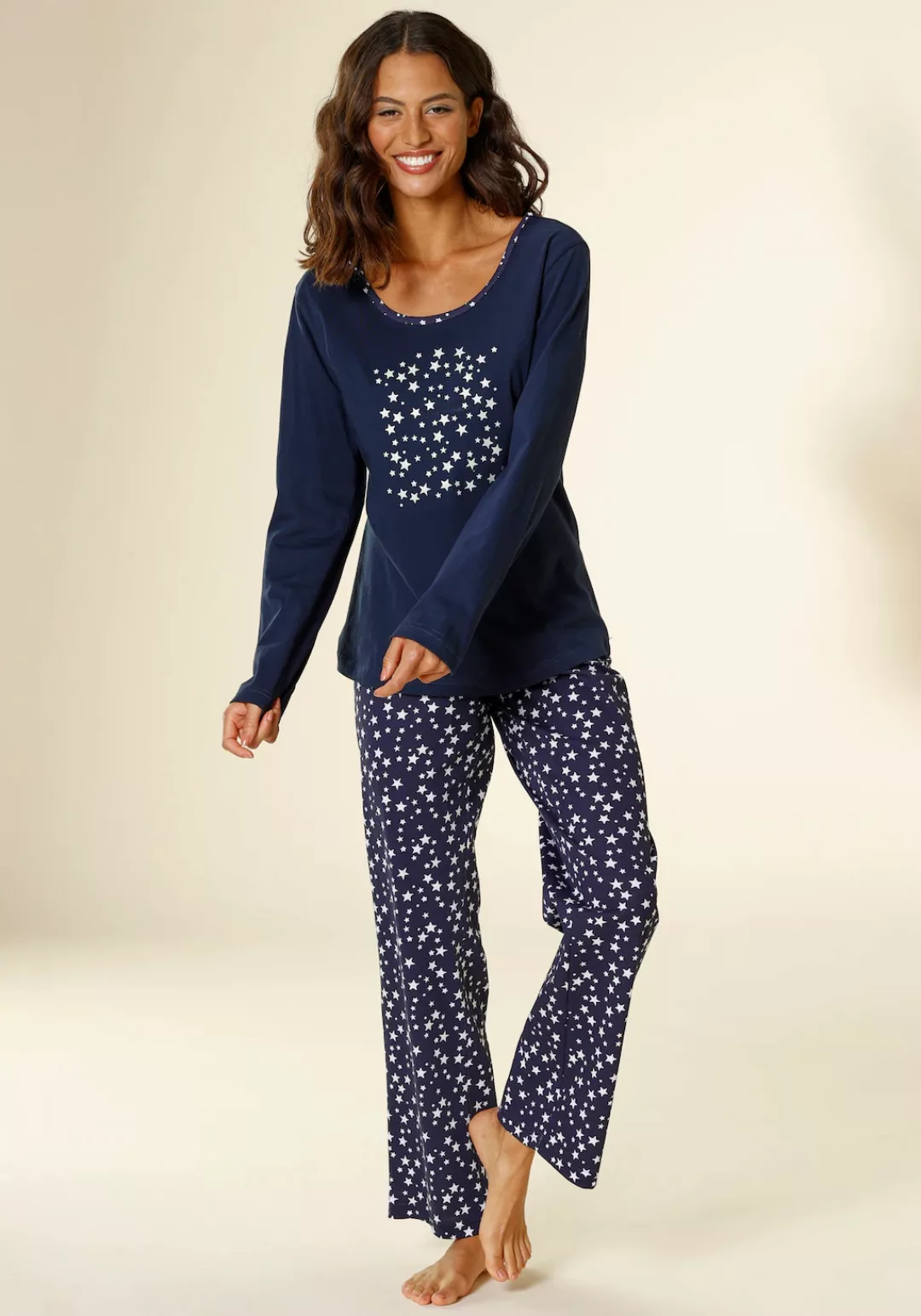 Vivance Dreams Pyjama, (2 tlg.), mit Sternenprint günstig online kaufen