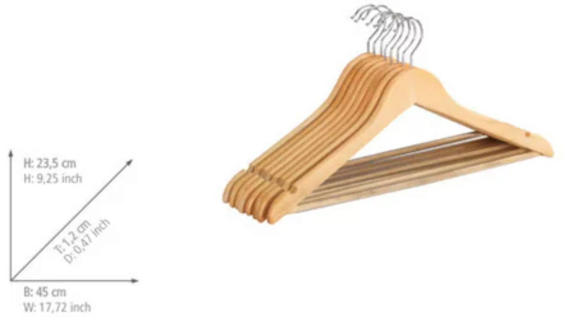 WENKO Kleiderbügel "Eco", (Set, 8 tlg.), Holz, mit Hosen-Steg und Rockeinke günstig online kaufen