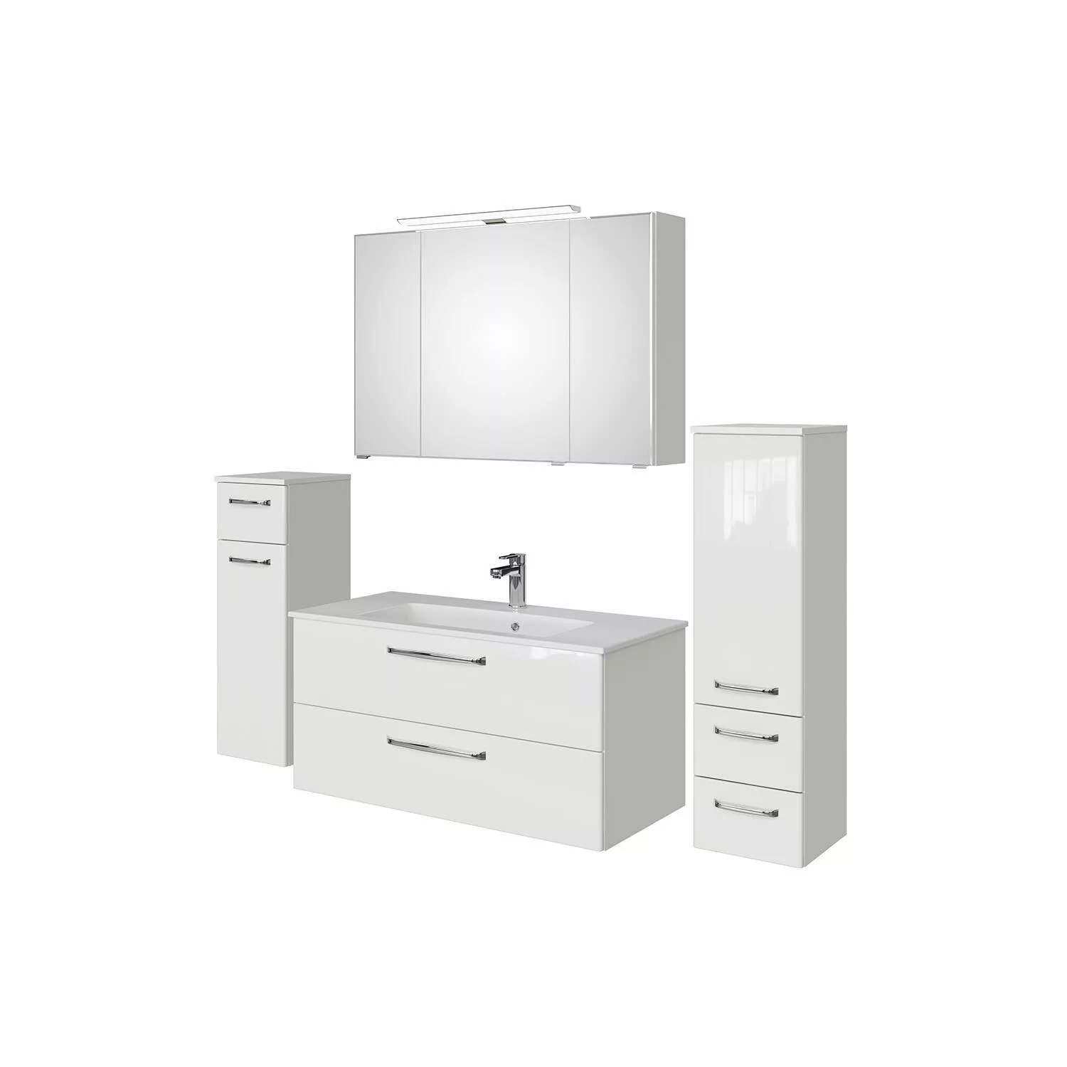 Badmöbel Set mit Waschbecken aus Mineralmarmor TRENTO-66 in weiß Glanz, B/H günstig online kaufen