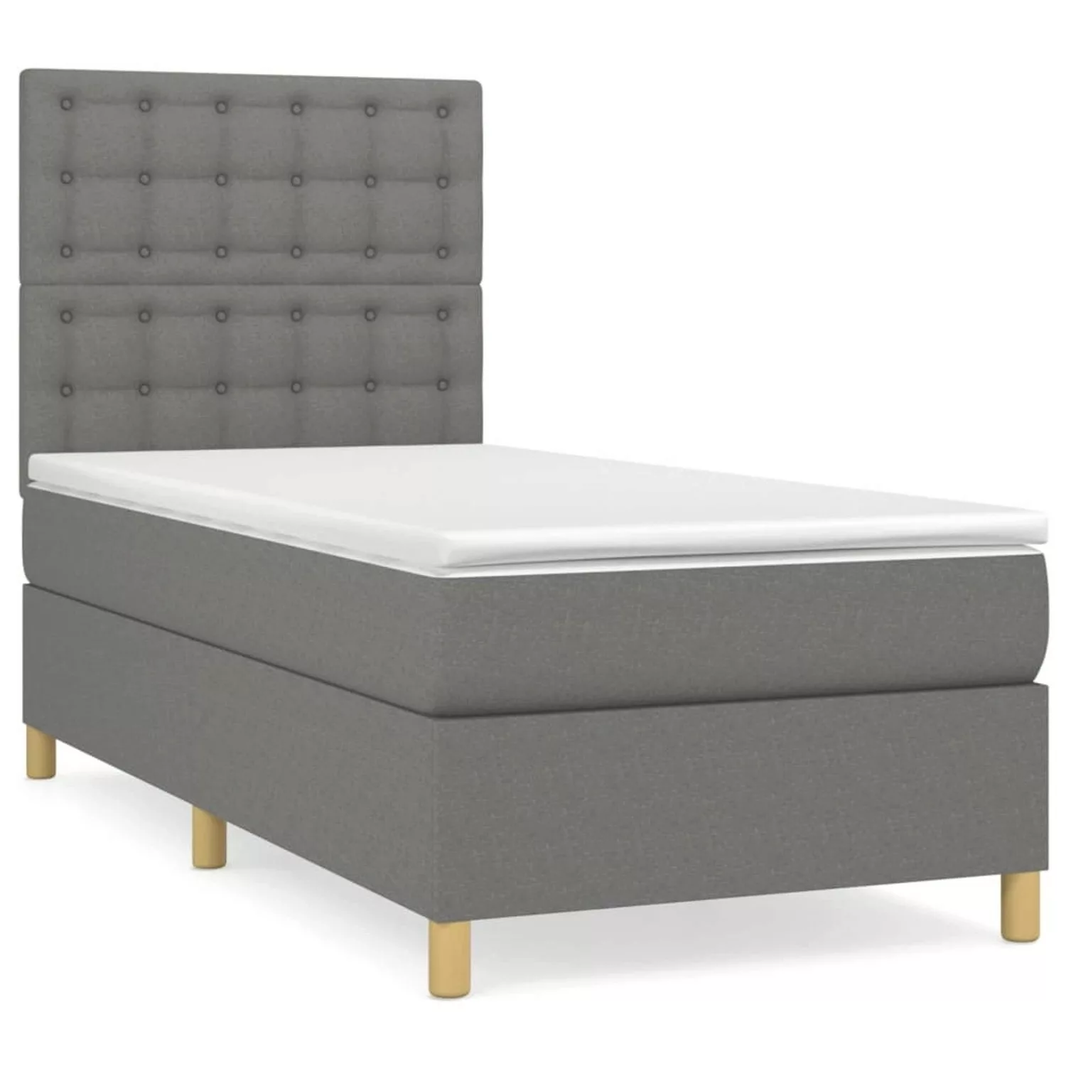 vidaXL Boxspringbett Boxspringbett mit Matratze Dunkelgrau 100x200 cm Stoff günstig online kaufen