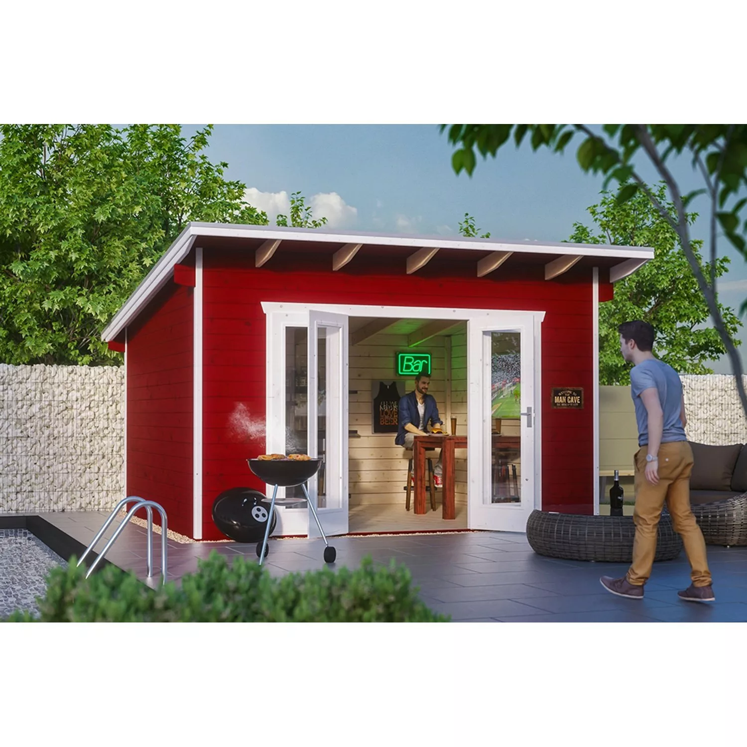 Skan Holz Holz-Gartenhaus Ostende 2 Schwedenrot 400 cm x 300 cm günstig online kaufen