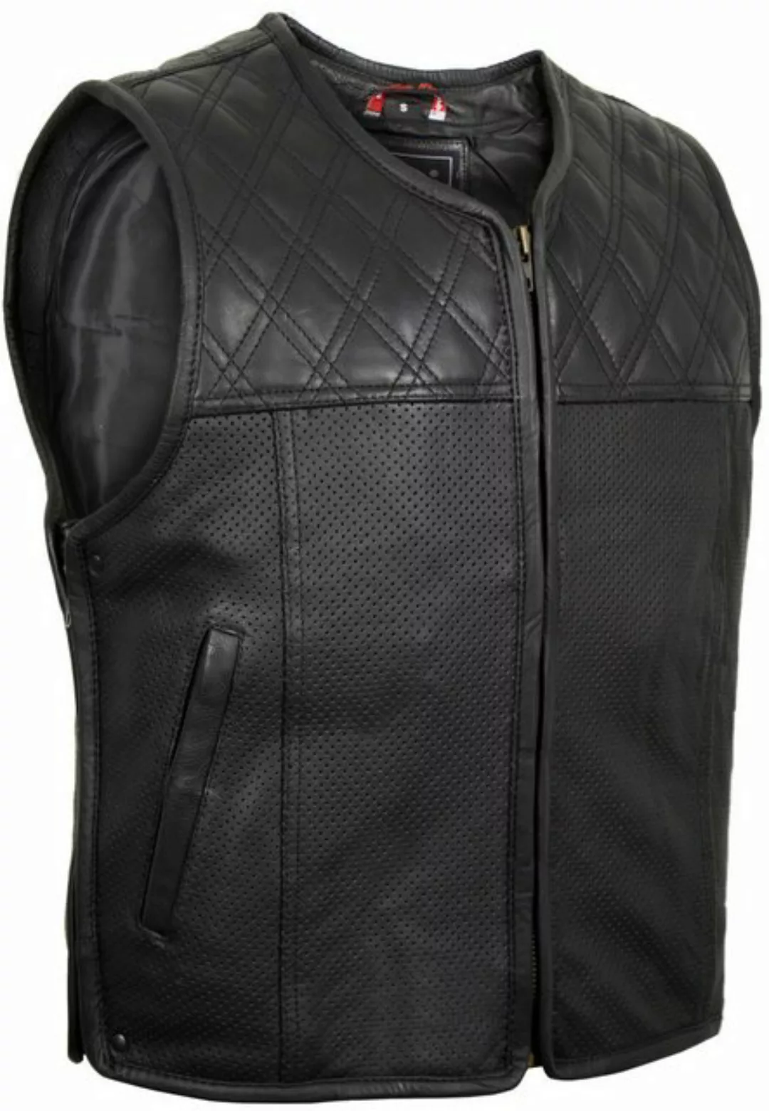 MDM Lederweste Herren Biker Hunter Lederweste Stepp Motorradweste Clubstyle günstig online kaufen