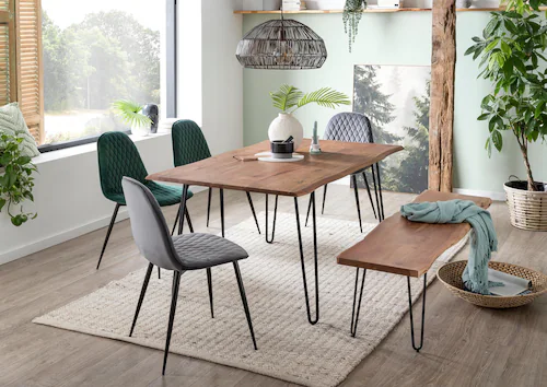 Home affaire Esstisch "Soho", mit vollmassiver Akazienholzplatte mit Baumka günstig online kaufen