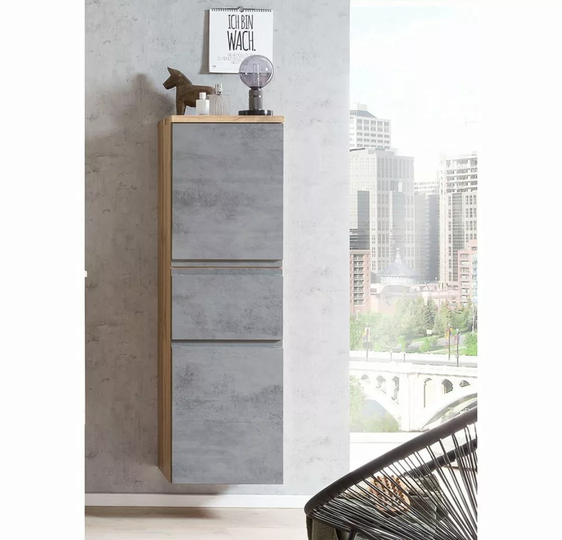 Lomadox Midischrank VASTO-03-CONCRETE Midischrank 40cm Wotan Eiche Nb. mit günstig online kaufen