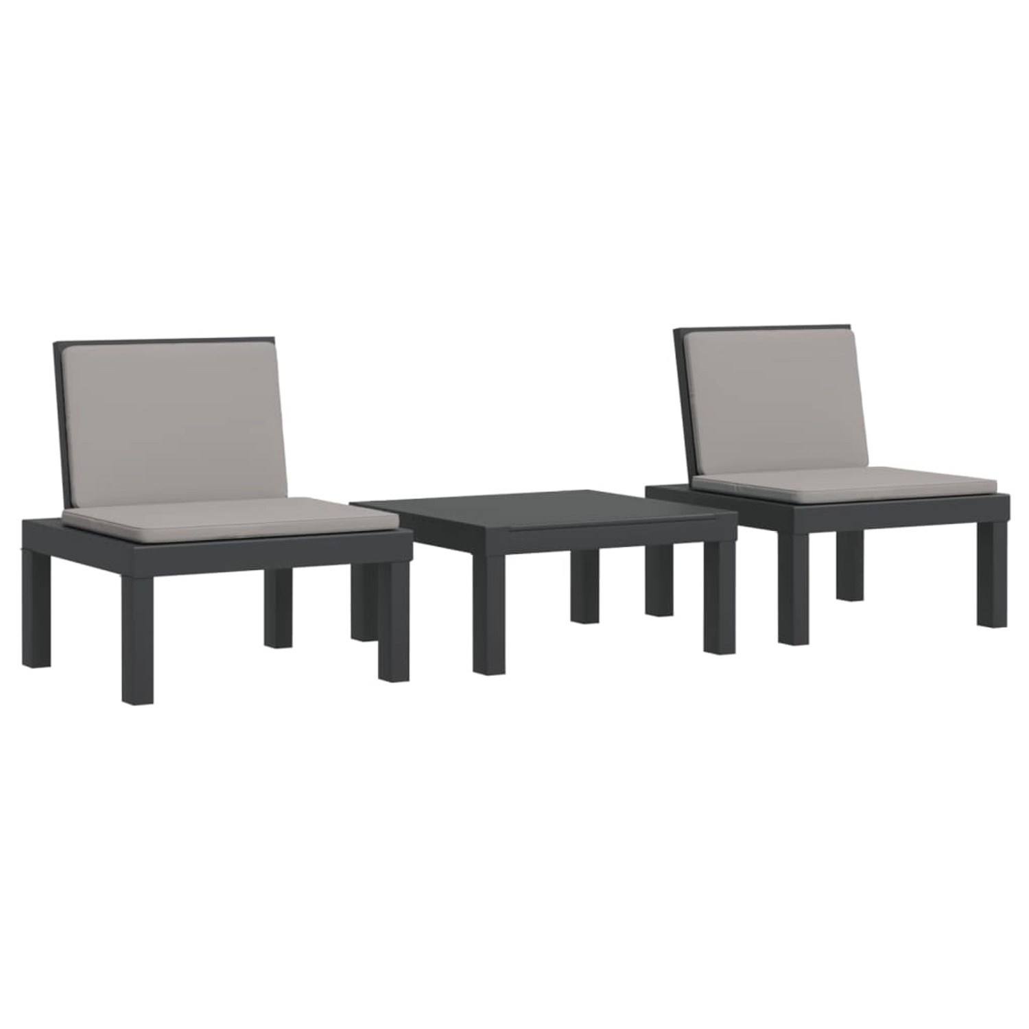 vidaXL 3-Tlg Garten-Lounge-Set mit Kissen Anthrazit PP 3203731 günstig online kaufen