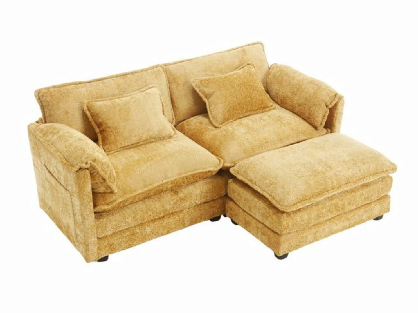 SeedWave Sofa 2-Sitzer L-förmiges Chenille-Sofa, 62 cm Tiefe, 16 cm Dicke P günstig online kaufen