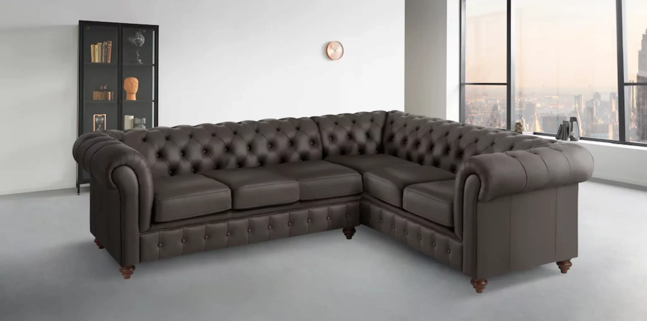 Home affaire Chesterfield-Sofa Chesterfield Ecksofa, auch in Leder L-Form, günstig online kaufen