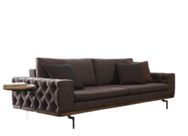 Xlmoebel Chesterfield-Sofa Drei-Plätze Sofa 3-Sitzer modernes Stoffsofa Gra günstig online kaufen