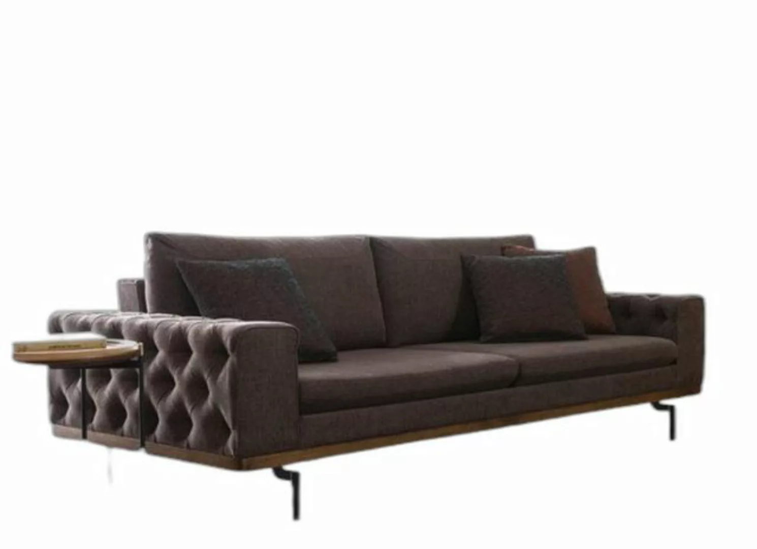 Xlmoebel Chesterfield-Sofa Drei-Plätze Sofa 3-Sitzer modernes Stoffsofa Gra günstig online kaufen