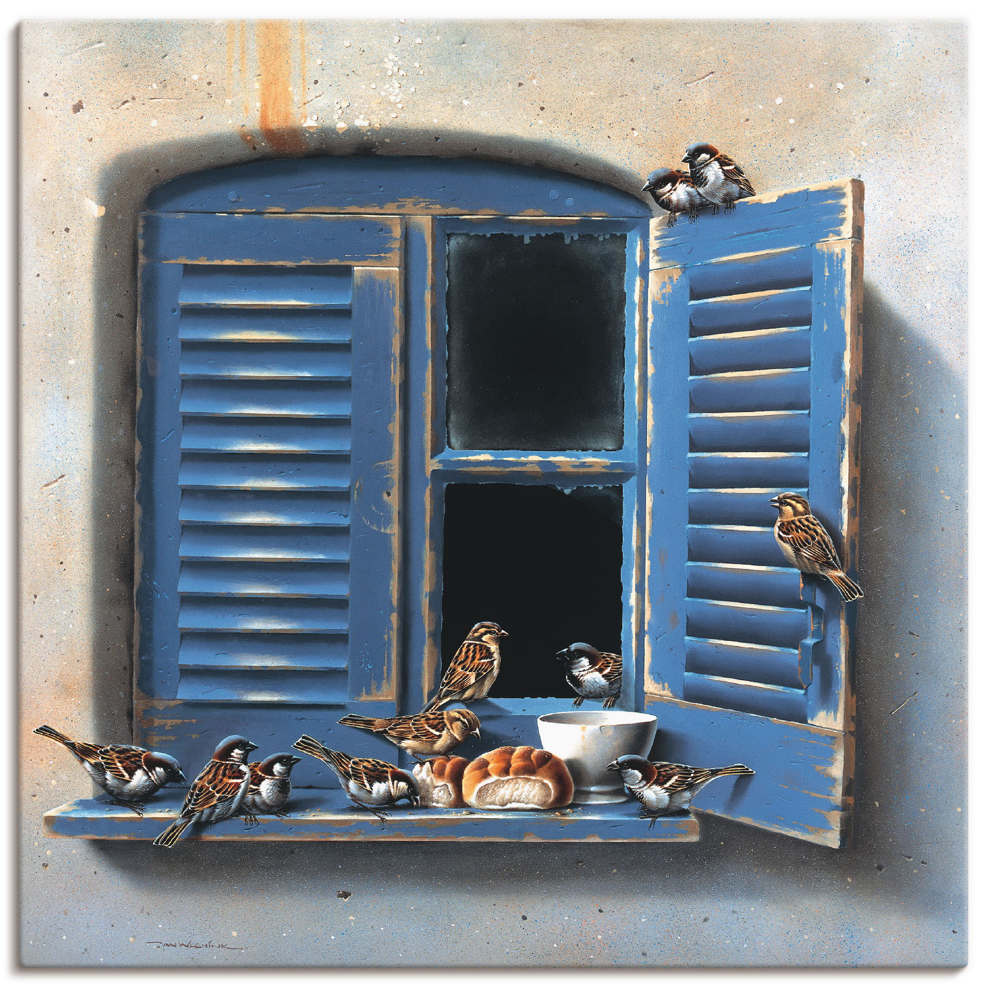 Artland Wandbild »Vogelbesuch II«, Fenster & Türen, (1 St.), als Leinwandbi günstig online kaufen