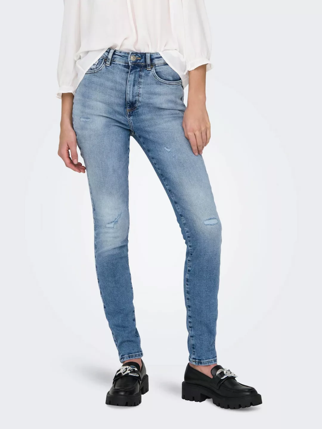 ONLY Skinny-fit-Jeans ONLFOREVER ICON HW SK LAK DNM GEN476NOOS mit Destroye günstig online kaufen