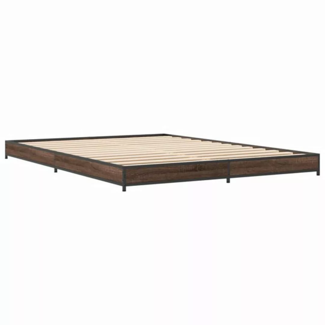 vidaXL Bett Bettgestell Braun Eichen-Optik 120x190 cm Holzwerkstoff Metall günstig online kaufen