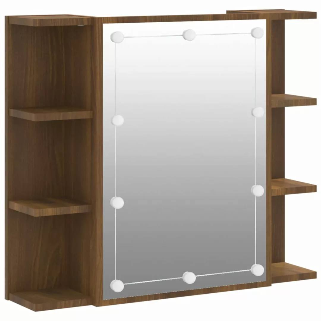 Vidaxl Spiegelschrank Mit Led Braun Eichen-optik 70x16,5x60 Cm günstig online kaufen