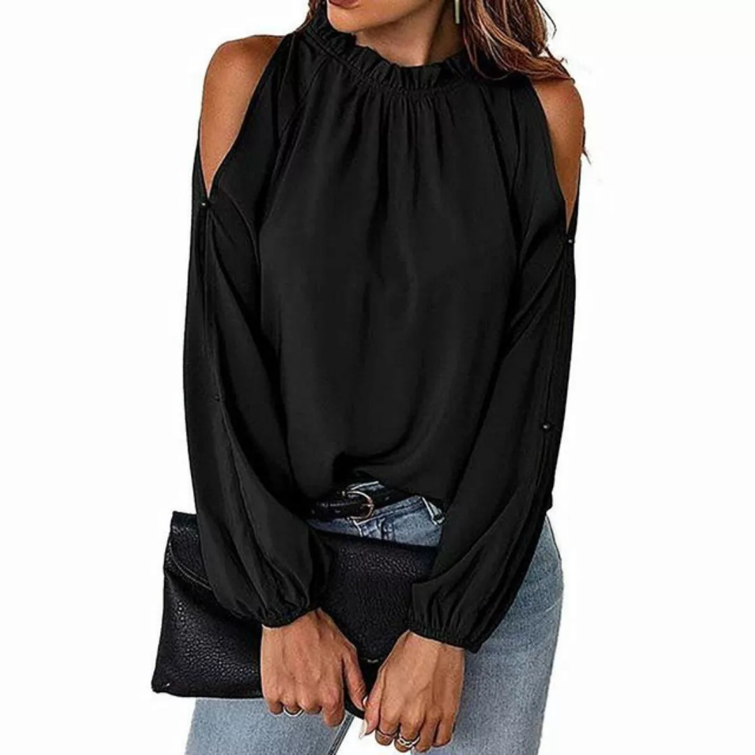 AFAZ New Trading UG Hemdbluse Damen Blusen einfarbig Lotusblatt-Kragen Shir günstig online kaufen