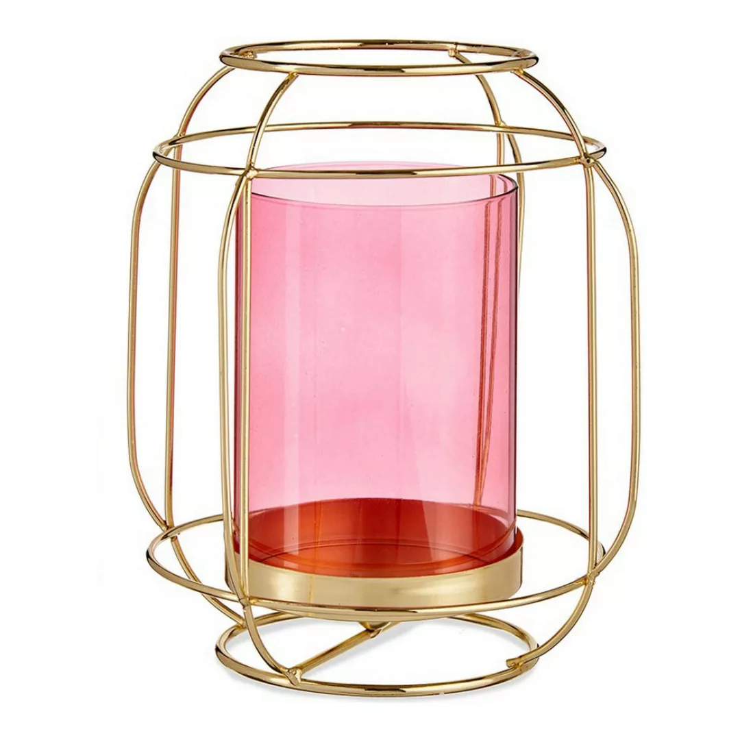 Kerzenschale Rosa Golden Lanterne Metall Glas (19 X 20 X 19 Cm) günstig online kaufen